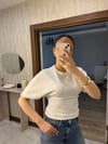Geniş Kol Basic Tişört Beyaz
