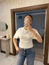 Geniş Kol Basic Tişört Beyaz