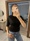 Geniş Kol Basic Tişört Siyah