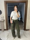 Haki Cep Detaylı Kargo Jean Pantolon