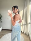 Halter Yaka Dantel Detaylı Bluz Beyaz