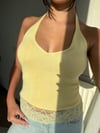 Halter Yaka Dantel Detaylı Bluz Sarı