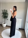 Halter Yaka Düğme Detaylı Takım Siyah