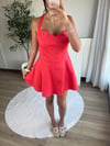 Halter Yaka Mini Elbise Kırmızı