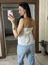 İşleme Detaylı Düğümlü Straplez Bluz