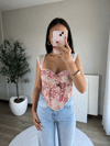 İthal Desenli Korse Bluz Pembe