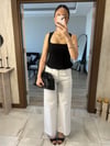 Kare Yaka Belden Oturtmalı Bluz Siyah