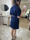 Kemer Detaylı Denim Elbise