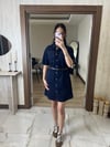 Kemer Detaylı Denim Elbise
