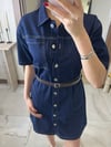 Kemer Detaylı Denim Elbise