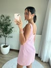 Keten Mini Elbise Pembe
