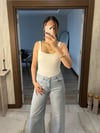 Kolsuz Açık Yaka Bodysuit Ekru