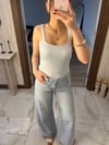 Kolsuz Açık Yaka Bodysuit Mavi