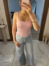 Kolsuz Açık Yaka Bodysuit Pembe