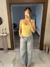 Kolsuz Açık Yaka Bodysuit Sarı