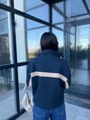 Kontrast Şerit Detaylı Ceket Lacivert