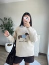 Köpek Figürlü Oversize Kazak