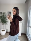 Kürk Kapüşonlu Fermuar Detaylı Hırka Kahverengi