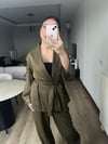 Kuşaklı Ceket Pantolon Takım Haki