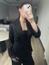Kuşaklı Ceket Pantolon Takım Siyah