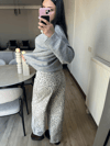 Lepar Desenli Wide Leg Jeans