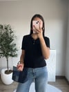 Merserize Örgü Detaylı Triko Siyah