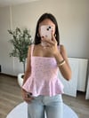 Pembe Çiçek Desenli Bluz