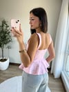 Pembe Çiçek Desenli Bluz