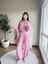 Pembe Kapüşonlu Crop 3'lü Takım