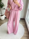 Pembe Kapüşonlu Crop 3'lü Takım