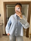 Polo Yaka Oversize Açık Mavi Denim Gömlek