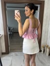 Pötikareli Korse Bluz Pembe