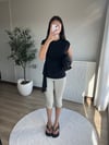 Puantiye Desen Kapri Pantolon Beyaz