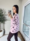 Puantiye Desenli Triko Kazak Pembe