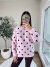 Puantiye Desenli Triko Kazak Pembe
