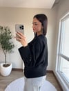 Renkli Taş İşlemeli Triko Kazak Siyah