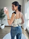 Saten İp Detaylı Nakışlı Korse Bluz