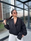 Siyah Kruvaze Bomber Ceket