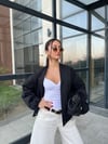 Siyah Kruvaze Bomber Ceket