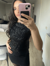 Siyah Sırt Detaylı Parıltılı Payet Örme Bluz