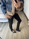 Siyah Yırtmaç Detaylı Esnek Örme Tayt