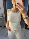 Taş Detaylı Fit Bluz Beyaz