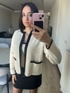 Taş Renk Bloklu Triko 2'li Bluz-Hırka Takım