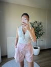 Tencel Kumaş Lastik Bel Şort Pembe