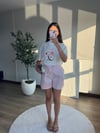 Tencel Kumaş Lastik Bel Şort Pembe