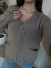 V Yaka Yumuşak Dokulu Triko Hırka Vizon 