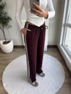 Yan Şerit Detaylı Lastik Bel Pantolon Bordo