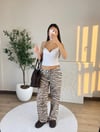 Zebra Desen Paçası Bağlama Detaylı Pantolon