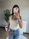Zımba Detaylı Kare Yaka Bluz Beyaz
