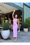 Askılı Fitilli Maxi Elbise - NSA-000864-004 (pembe)